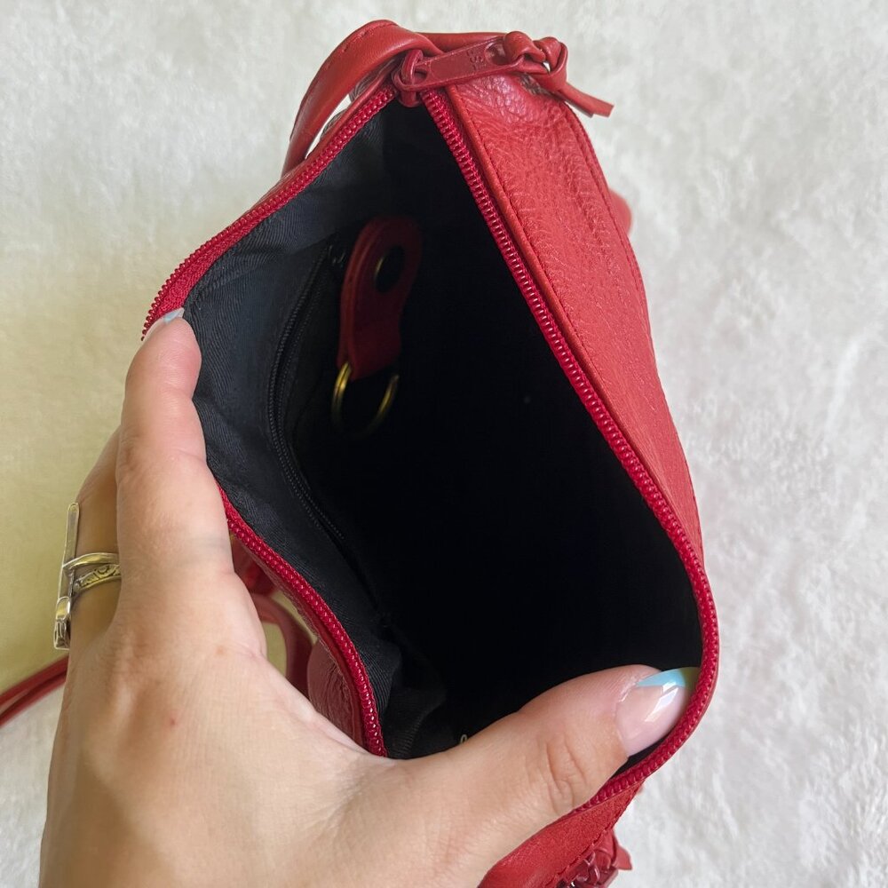 3/$30 🌟 VTG Genuine Leather Red Crossbody Purse - Picture 4 of 5